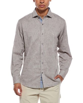 Tailorbyrd Yarn Dyed Melange Linen-Blend Shirt