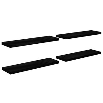 vidaXL Vidaxl - Estantes Flotantes Pared 4 Uds Mdf Negro Brillo 120x23,5x3,8 Cm