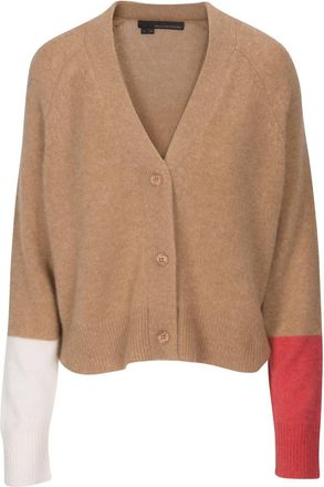 360 Cashmere Womens Elsa Cardigan Top In Llama Chili Chalk
