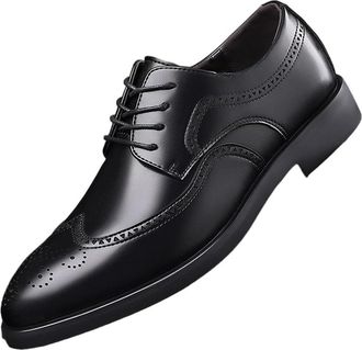 Generic Mens Brogues Shoes Lace Up Dress Shoes Business Formal and Casual Wear British Style Fashion Footwear(Black,10.5)