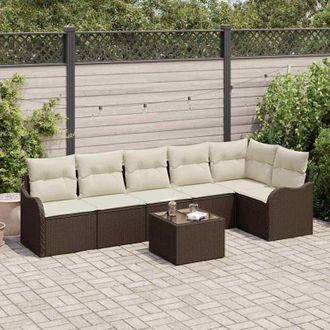 vidaXL Conjunto De Sof&aacute; De Jard&iacute;n Con Coj&iacute;n 7 Pcs Gris Polirat&aacute;n Vidaxl