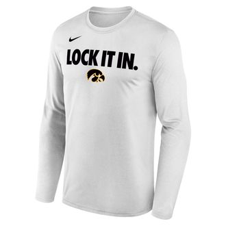 Nike Iowa 2026 On-Court Bench Nike Mens Dri-FIT College Long-Sleeve T-Shirt in White | M22284P870IOWA-WHT