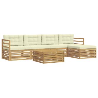 vidaXL Conjunto De Sof&aacute;s De Exterior 6 Pcs Blanco Y Crema Vidaxl