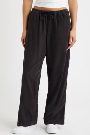 Rip Curl Keepsakes Corduroy Wide Leg Drawstring Pants in Washed Black at Nordstrom, Size X-Small