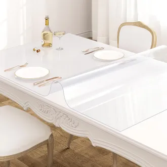 Woltu 90x160cm Mantel De Pvc Transparente Protector Mesa Impermeable F&aacute;cil De Limpiar 1mm Tama&ntilde;o Mantel Antimanchas Para Mesa En Comedor Y Oficina - Woltu