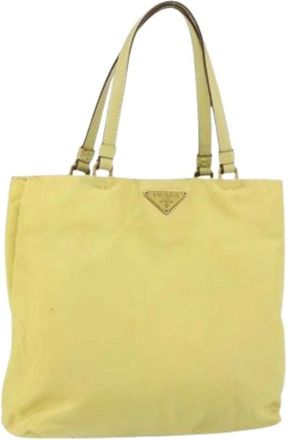 Prada Pre-owned Tote Bags, female, Yellow, Size: ONE SIZE Pre-owned Nylon Tote Bag