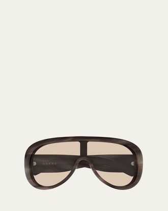 Gucci 99mm Acetate Rectangular Sunglasses
