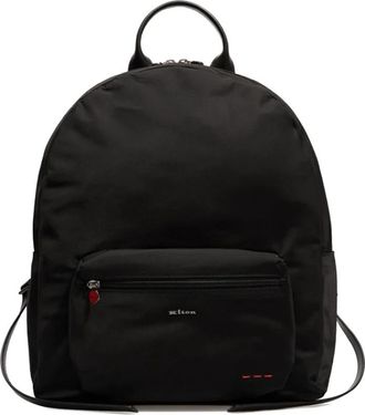 Kiton Technische Rugzak van Nylon en Kalfsleer - Heren - Rugzakken - Zwart - ONE Size - Leer - Tassen