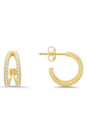 Queen Jewels Cubic Zirconia Double Hoop Earrings in Gold at Nordstrom Rack