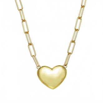 Rachel Reinhardt Jewelry Womens Puffy Heart Necklace In Gold