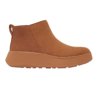 FitFlop Damesmode: enkellaarsjes met platte zool van su&egrave;de (Tan)