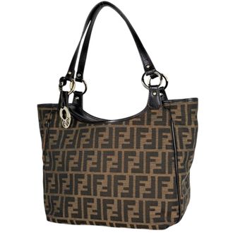 Fendi Brown Canvas Leather Tote Bag (Pre-Owned)