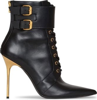 Balmain Uria lace-up ankle bots - women - CALFSKIN/CALFSKIN/CALFSKIN - 39 - Black