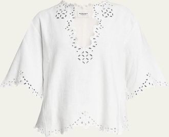 Isabel Marant Shana Eyelet Cotton Poplin Top