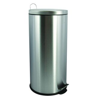 MSV Msv - Papelera De Cocina Con Pedal De Acero Inoxidable 30l Gris
