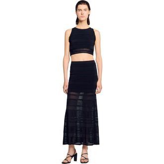 Sandro Maxi decorative knit skirt in Black at Nordstrom, Size 34 Eu