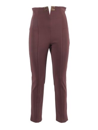 Elisabetta Franchi High Waist V Notch Straight-Leg Pants