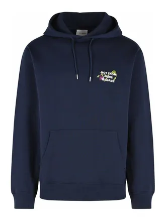 Dr&ocirc;le de Monsieur vine slogan navy cotton sweatshirt