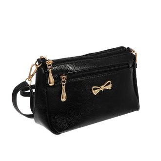 Supvox Women Bowknot Crossbody Bag Black Stylish Messenger Shoulder Bag Storage Pocket for Everyday Use