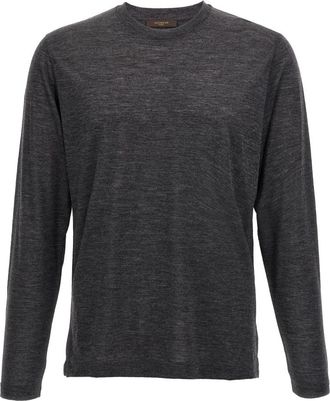 Zanone Lichtgewicht Wol T-shirt - Heren - Ronde hals truien - Grijs - 2XL - Wol - Truien & Vesten