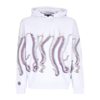 Octopus Hoodies, male, White, Size: XL White Fuzzy Hoodie Long Sleeve Sweatshirt