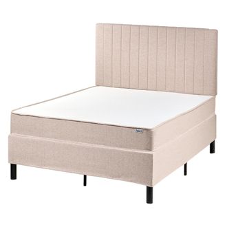 Beliani Cama Con Somier De Tela 120 X 200 Cm Con Colch&oacute;n De Muelles Ensacados Con Cabecero Dormitorio Beige Countess