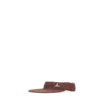 Vivienne Westwood Orb Woven Raffia Visor - female - Vivienne Westwood - Hats & Caps - Brown - ONE SIZE - Accessories