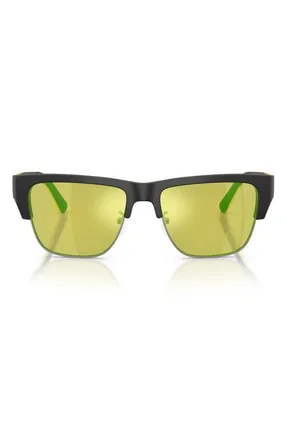 Ferrari 55mm Square Sunglasses in Black Matte Yellow Black at Nordstrom