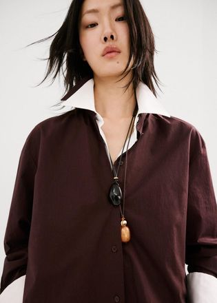 Mango Collana doppia pendente combinata marrone - Donna - Taglia unica - MANGO