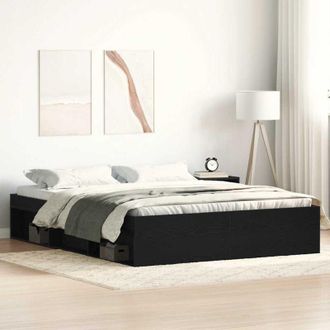 vidaXL Estructura De Cama Sin Colch&oacute;n Roble Negro 160x200 Cm Vidaxl