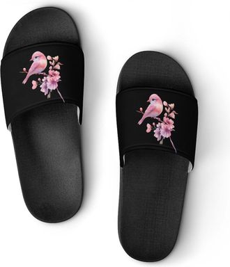 Generic Cute Bird with Flowers Shower Shoes Slipper for Women Men Beach Slippers Quick Drying Non Slip Open-Toe Sandals