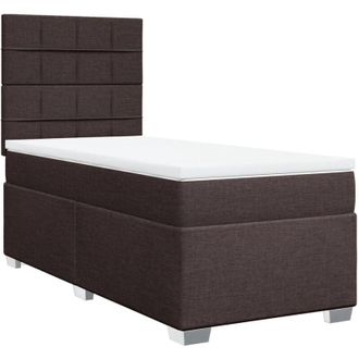 vidaXL Vidaxl - Cama Box Spring Con Colch&oacute;n Tela Marr&oacute;n Oscuro 90x200 Cm