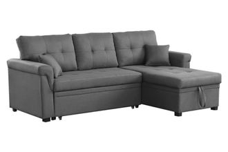 Concept Usine Sof&aacute; esquinero recto cama de 4 plazas en tejido gris claro