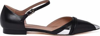 Malone Souliers Black Silver Pointed-Toe Leather Flats