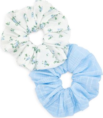 Tasha Assorted 2-Pack Scrunchies in Blue/Ivory at Nordstrom