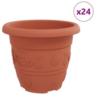 vidaXL Maceta Redonda Para Flores 24 Pcs Rojo Ladrillo &Oslash; 30 X 25 Cm Vidaxl