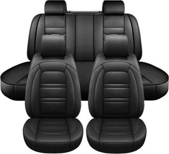 OEM Fundas De Cuero Para Asientos De Auto Delanteros Dobles Y Banco Trasero Negro