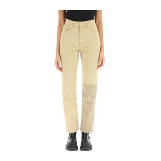 Ganni Straight Jeans, female, Beige, Size: W27 Patchwork Beige Jeans