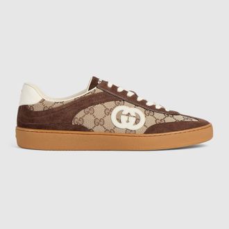 Gucci Mens G75 Sneaker, Brown, Suede