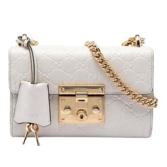 Gucci Pre-owned Cross Body Bags, female, White, Size: ONE SIZE Pre-owned Padlock Crossbody Bag