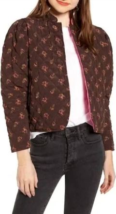 Something Navy Quilted Floral Jacket In Brown