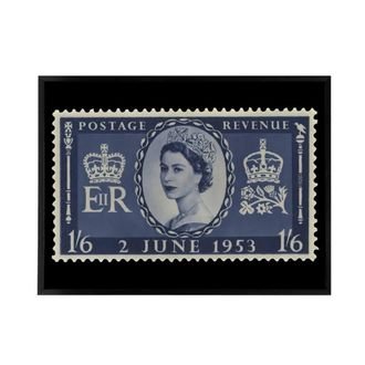 Artery8 Queen Elizabeth II Of England Framed Canvas Wall Art Print in Blue | Size: W24 x H32