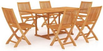 vidaXL 7 Piece Garden Dining Set Solid Teak Wood Vidaxl