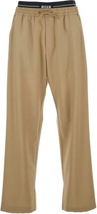 Msgm Bruine Broek - Heren - Straight fit broeken - Bruin - S - Wol - Broeken