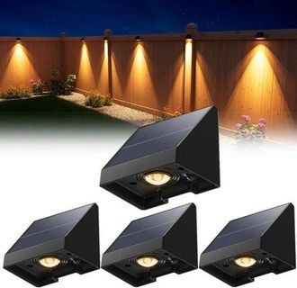 OEM Paquete De 4 Luces Solares Decorativas Para Vallas - Iluminaci&oacute;n Led Exterior Solar Impermeable Con Luz Blanca C&aacute;lida -- 6,6 X 5,8 X 5,1 Cm