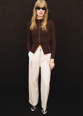 Mango Pantaloni pinces zip grezzo - Donna - 38 - MANGO