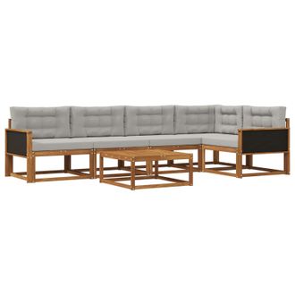 vidaXL Conjunto De Sof&aacute;s De Exterior 6 Pcs Natural Y Gris Claro Vidaxl