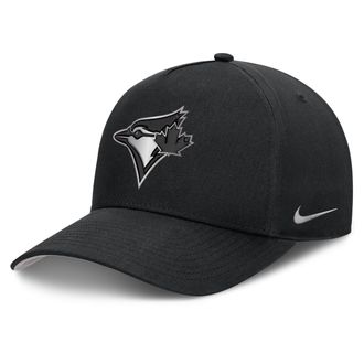 Nike Toronto Blue Jays Rise Nike Mens Dri-FIT MLB A-Frame Trucker Adjustable Hat in Black | NB1E0FBPTOR-HWD