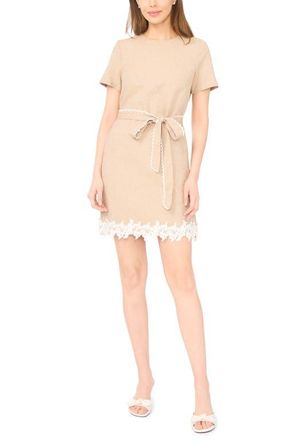 CeCe by Cynthia Steffe Lace Trim A-Line Minidress in Toffee at Nordstrom, Size 14