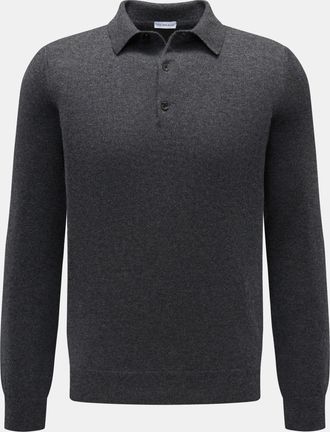 Braun Hamburg Men - Cashmere knit polo dark grey melange